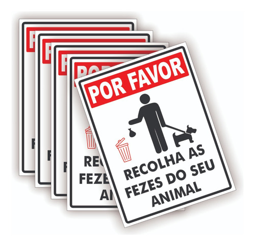 10 Placas Recolha Fezes Cocô Do Cachorro 20x15cm Alumínio