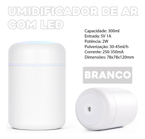 Umidificador Difusor De Ar Climatizador Ambiente Aromático Cor Branco