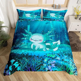 Juego De Cama Axolotl Con Estampado 3d De Dibujos Animados, 