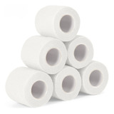 Vendaje Deportivo Autoadhesivo 6 Roll, Vendaje Cohesivo Elástico No Tejido, Cinta Cohesiva Para Los Dedos Para Estiramiento Atlético, Deportes, Muñeca, Tobillo, Mascota 5cm X 4.5m Blanco