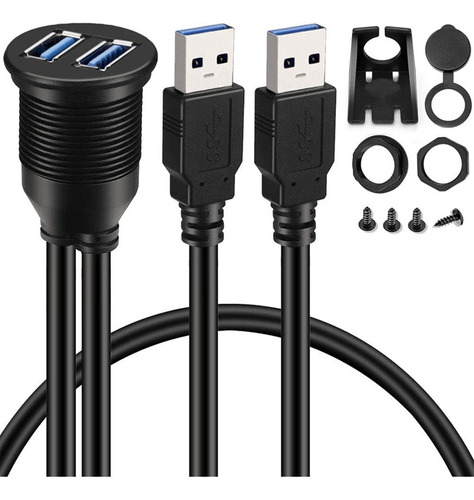 Cable De Extensión Doble Usb 3.0 De Montaje Empotrado En Coc