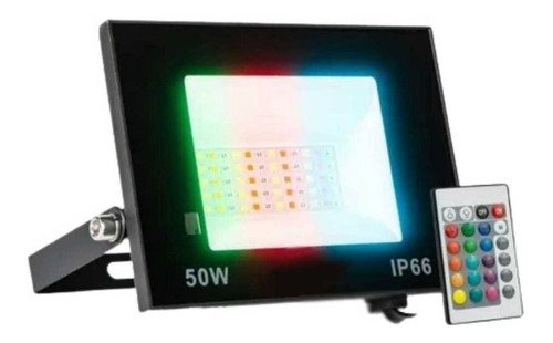 Refletor 50w Rgb Colorido Led Ip66 Holofote Controle Nf-e