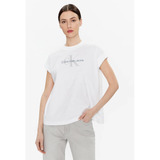Camisa Holgada Con Monograma Blanco Calvin Klein