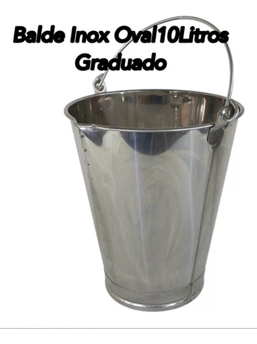 Balde De Leite Alça Inox Ordenha Oval Graduado Ordenhar