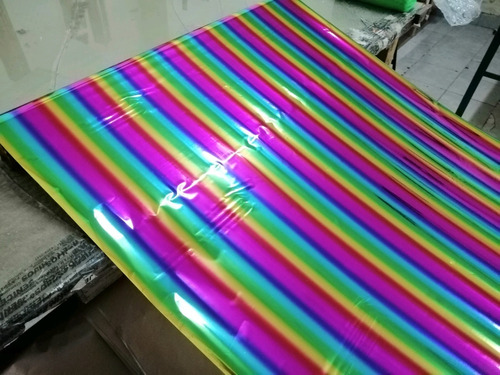 Foil Stamping Multicolor De Lineas 3mt X 64cm Tradicional
