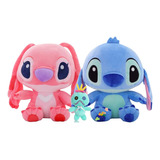 Hermoso Peluche X2 Lilo Stitch Y Angel  30 Cm  + Scrump