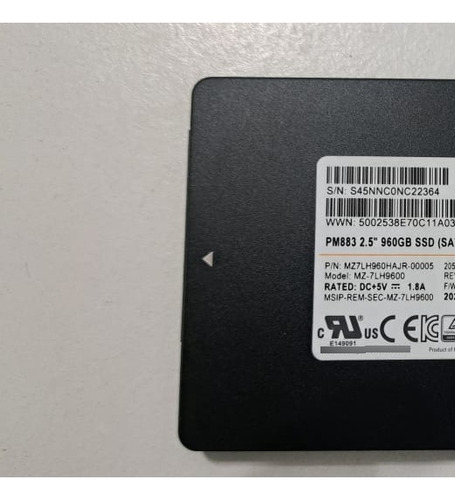 Disco Ssd Datacenter Samsung Pm883 Mz7lh960hajr-00005 960gb 