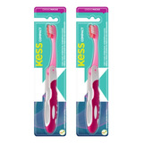 Kit Escova Dental Compact Macia Kess Belliz Rosa C/2