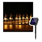 Guirnalda Solar Para Navidad Renos Luces Led 2,5 Mtrs