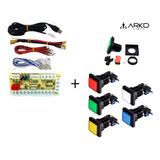 Kit- Pulsador Usb Led+5 Botones Árcade Cuadrados Led + Micro