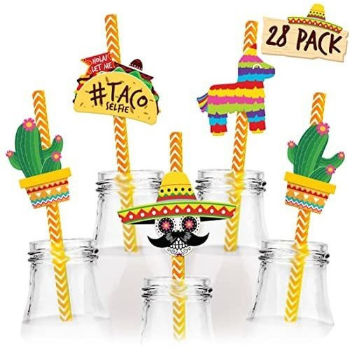 Set De Pajitas Para Fiesta Mexicana (28 Piezas)