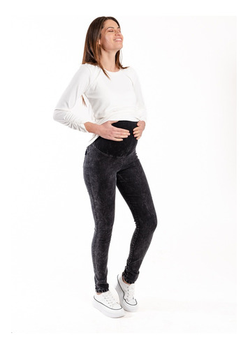 Jeans Maternal Gravlllado Black