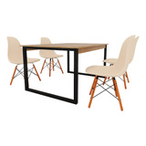 Kit Mesa De Jantar Vintage + 4 Cadeiras Eames 120x90x75cm