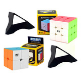 Pack X2 Rubik 2x2-3x3 Qiyi Stickerless Speed Cube 