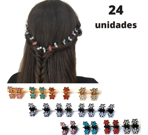 Mini Piranha Metal Colorida Para  Penteado 24 Peças 