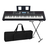 Kit Teclado Yamaha Psr E373 61 Teclas + Capa Suporte