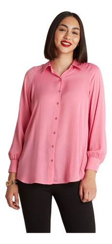 Blusa Lorenzo Di Pontti Manga Larga Rosado Mujer