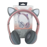 Fone Gatinho Sem Fio Infantil Orelha Gato Cat Cinza Rosa Top