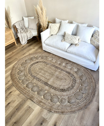 Alfombra De Yute Oval 230x160 Hecha En India By Metzi Deco