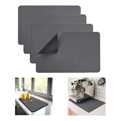 Tapete Secaplatos Ikaif Negro 4 Cocina Antideslizante Y Absorbente