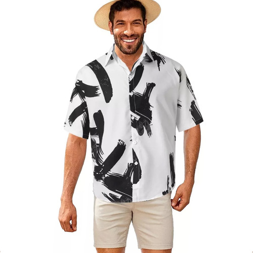 Camisa Casual Hawaiana De Hombre Con Estampado Tropical