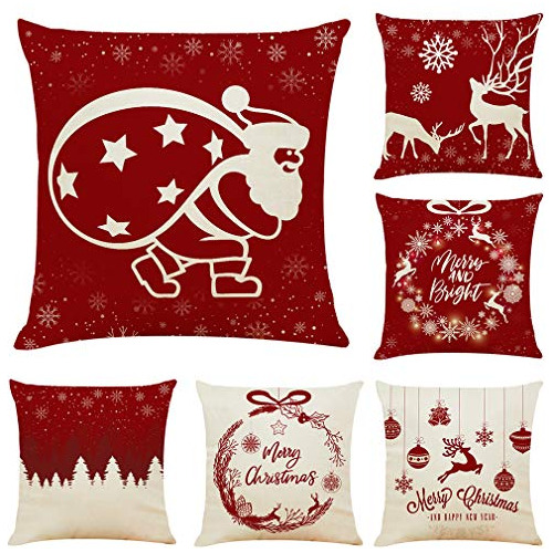 6 Fundas De Almohada Navideñas De 18 X18  Fundas De Al...