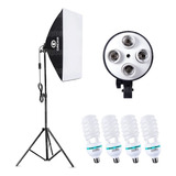 Kit Luz Softbox 50x70 Cm Quadruplo Com 4 Lâmpadas 180w 220v