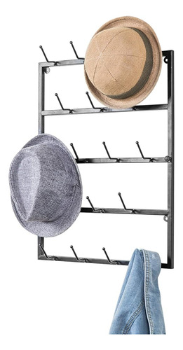 Mygift 5 Tier Modern Matte Black Metal Hat Rack Para Pared, 