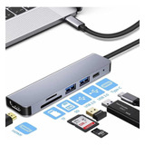 Hub Adaptador Usb C 6-1  C Hdmi Lector Sd Para Macbook