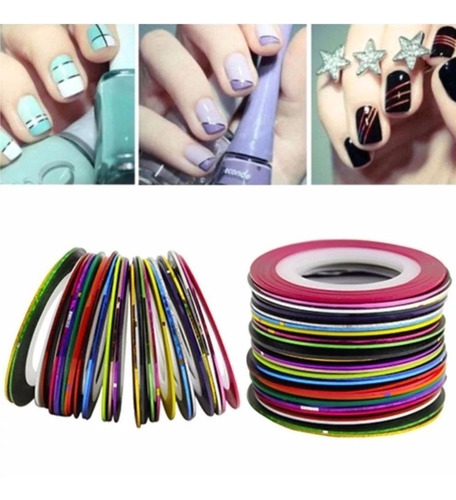 10 Fitilhos Decoração Fita Unhas Decoradas Encapsulada Fino