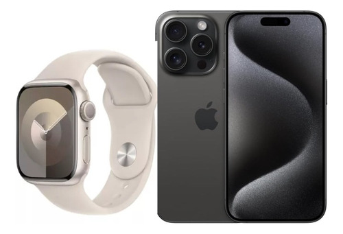 iPhone 15 Pro Max Preto E Apple Watch Serie 9 Estelar 41mm