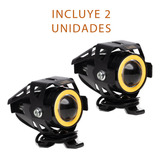 Par Faro Led Moto U7 Exploradoras Lupa Estrobo Blanco Ambar