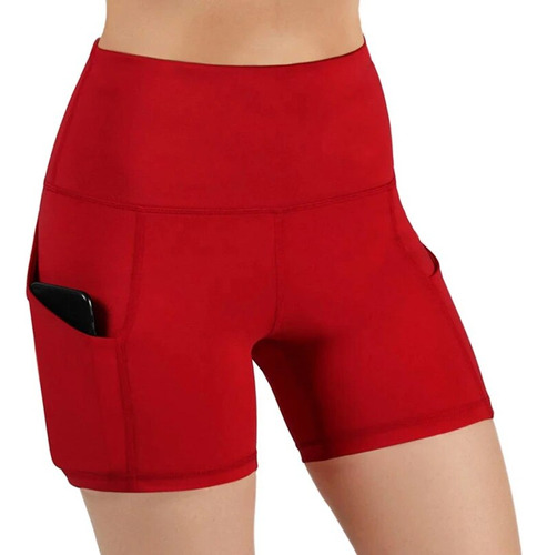 Pantalones Cortos De Yoga Para Mujer Bolsillos Deportivos,