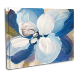 Cuadro Lienzo Canvas 80x120cm Flor Azul Blanco Tipo Oleo