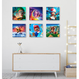 Set Mario Bros 6 Cuadros Modernos Deco Hogar Muebles Peli