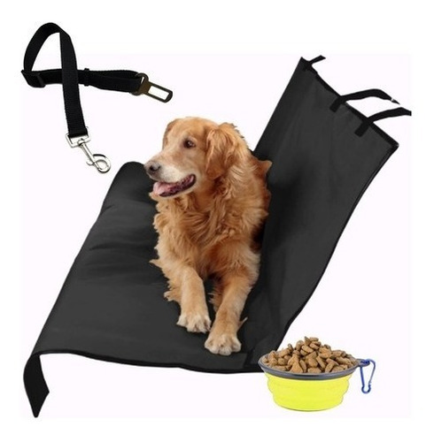 Cubre Asiento Trasero Auto Impermeable + Correa + Bowl Perro