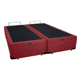 Cama Box Baú King Bipartido Suede Vermelho