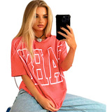 Camiseta Oversized Feminina Blogueira Blusa Ombro Caido