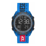 Diesel Crusher Quartz Digital Men's Watch Dz1944 Color De La Correa Azul Color Del Fondo Negro