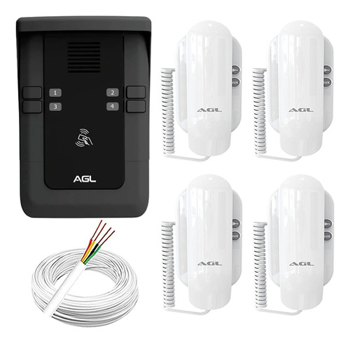 Kit Porteiro Coletivo 4 Pontos Agl Intefonia Predial 