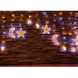 Cortina Serie Led Estrellas Y Luna Blanco C/ Calido 4.6 Mts 