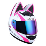 M Casco De Moto Con Orejas De Gato For Mujer, Face Xts M