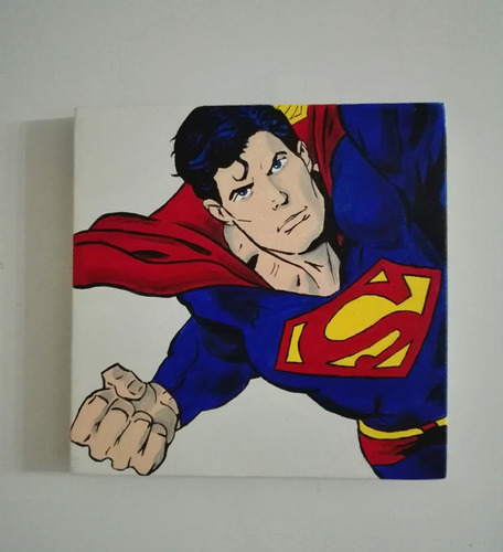 Cuadro Superman. 30x30 Cm. Pintado A Mano En Acrílico.