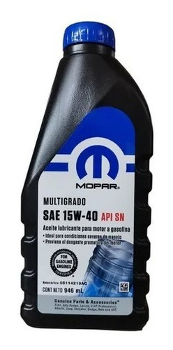 Aceite Multigrado Mineral 15w40 Original Mopar 946ml
