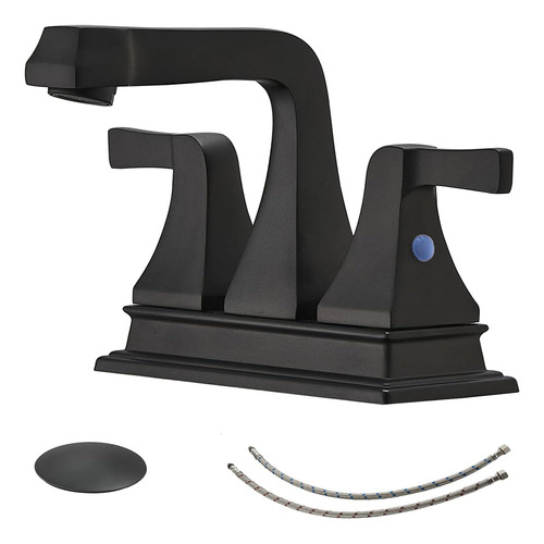 Grifo Para Lavabo De Bano Bwe Centerset, Negro Mate, Mode...