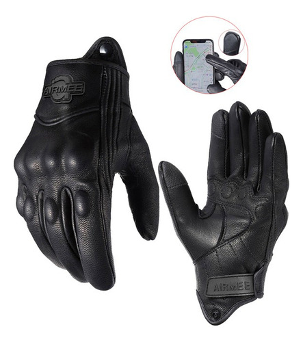 Guantes De Moto 100% Piel De Cabra Para Pantallas Táctiles