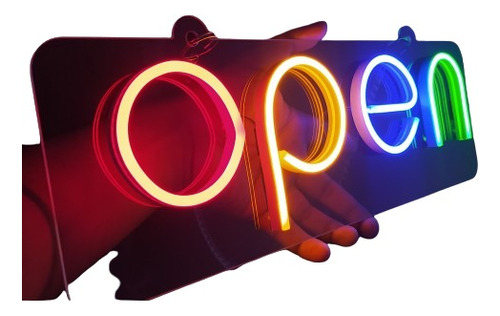 Letrero Aviso Neon Flex Open Abierto