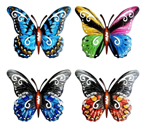 4 Piezas Para Mariposa Metálica Arte La Decoración La Pared