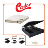  Cama Box Baú Blindado Queen  + Colchão Castor Molas Firme