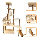 Rascador De Madera Torre Árbol Para Gato Varios Niveles 1.6m